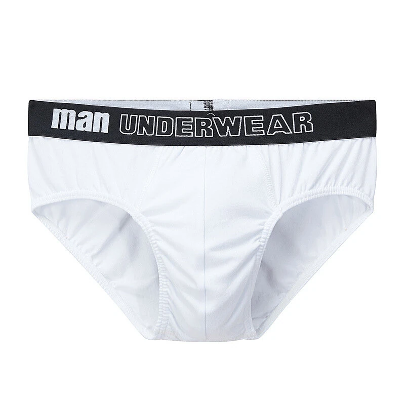(image for) 4pcs Men's Cotton Briefs Breathable Solid Color Panties Men Underwear Comfortable Loose Fit Underpants
