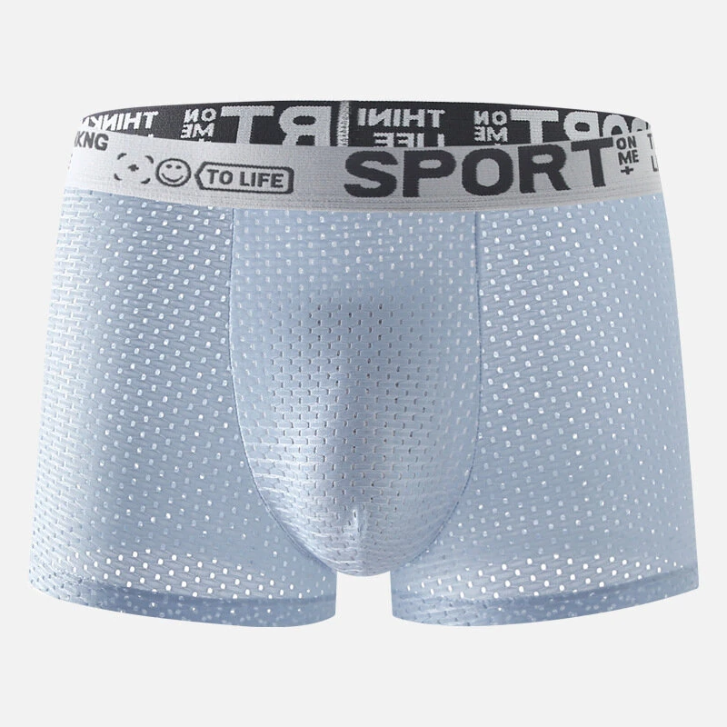 (image for) 4pcs Men's Ice Silk Cool Boxer Briefs, Mesh Breathable Soft Comfy Stretchy Boxer Trunks, Sports Trunks, Multicolor Men's Underwear