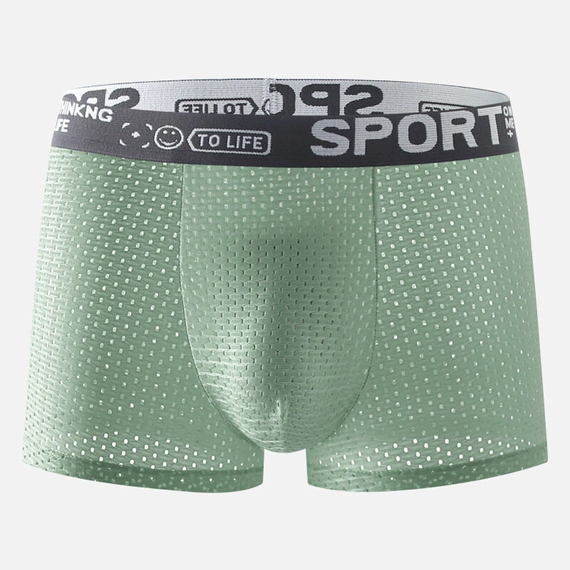 (image for) 4pcs Men's Ice Silk Cool Boxer Briefs, Mesh Breathable Soft Comfy Stretchy Boxer Trunks, Sports Trunks, Multicolor Men's Underwear