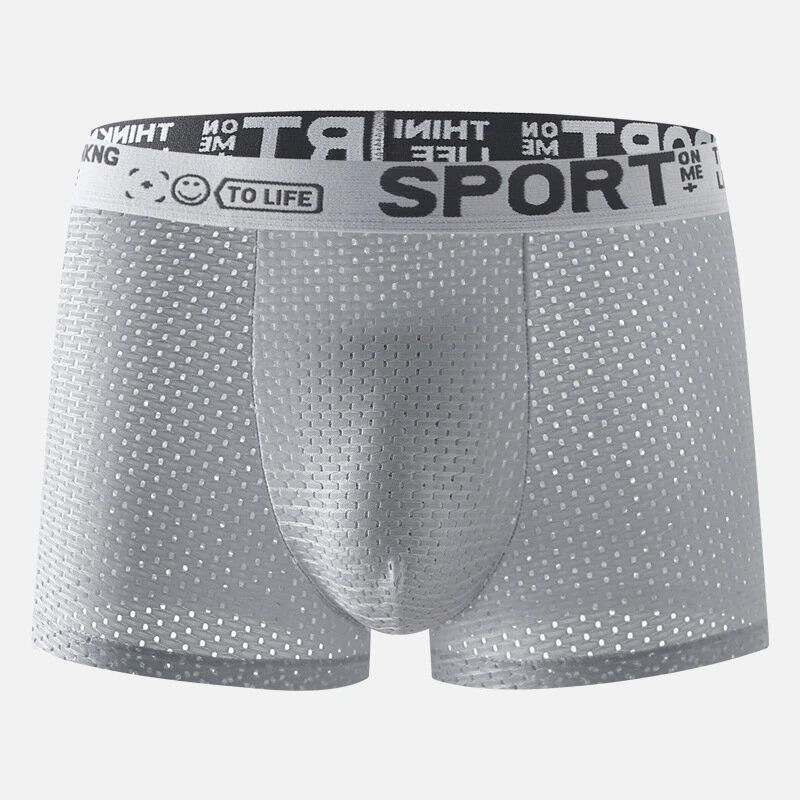 (image for) 4pcs Men's Ice Silk Cool Boxer Briefs, Mesh Breathable Soft Comfy Stretchy Boxer Trunks, Sports Trunks, Multicolor Men's Underwear