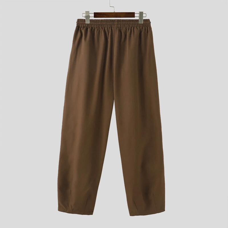 (image for) INCERUN Mens Casual Deconstructed Pleated Carrot Pant Casual Daily Solid Color Design Long Trousers Male S-5XL