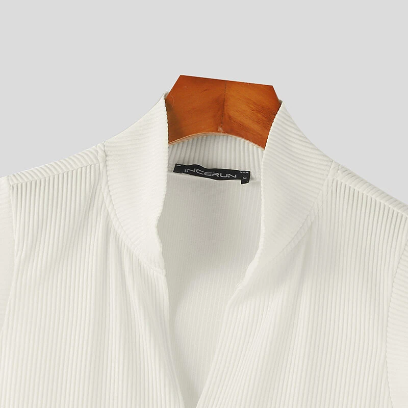 (image for) INCERUN Mens Solid Knit Textured Notched Neck Vest Elastic Sleeveless Tank Top for Male
