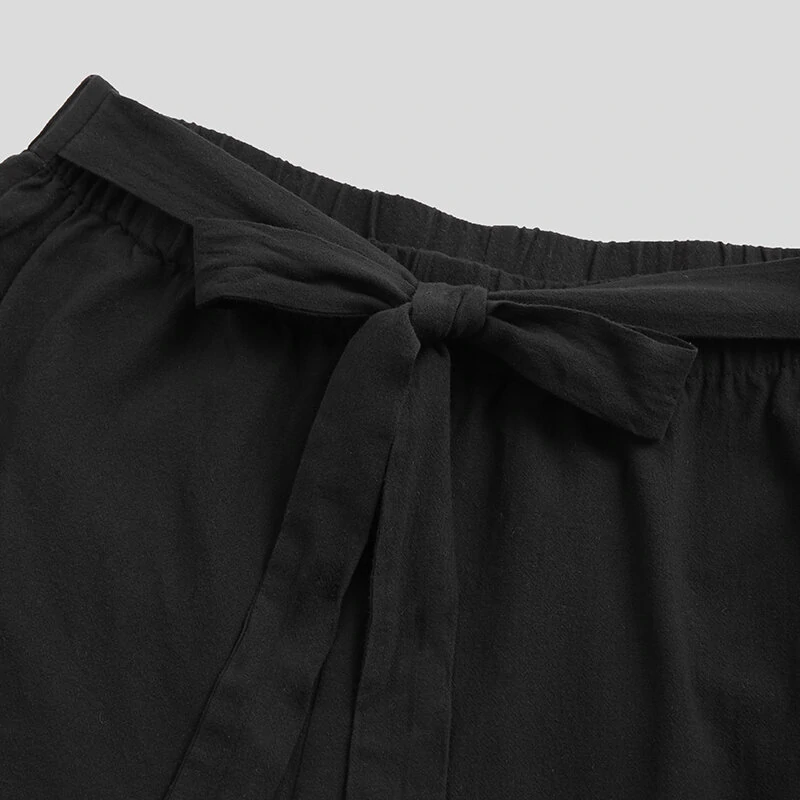 (image for) Mens Fashion Drawstring Loose Comfy Solid Color Casual Pants