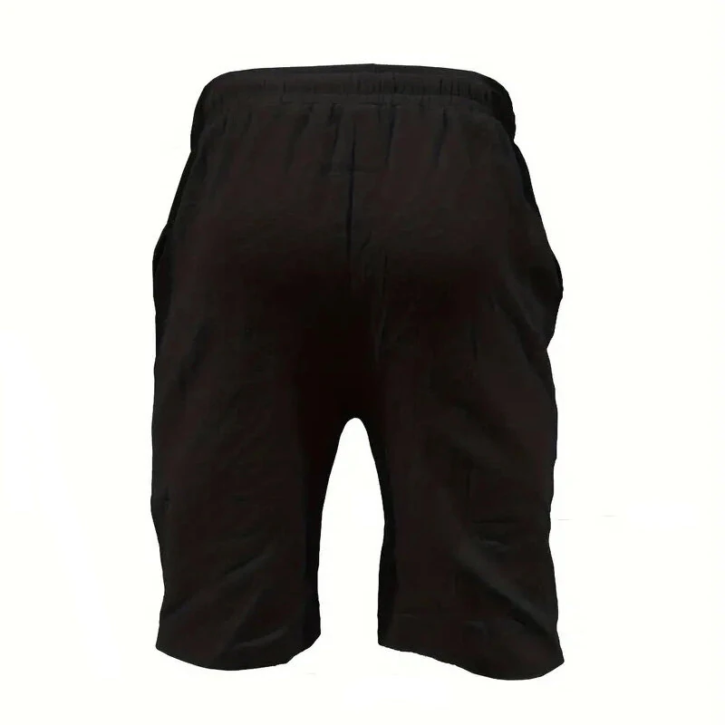 (image for) Men's Summer Cotton Linen Shorts Breathable Solid Black Drawstring Plus Size Beach Shorts Lightweight Casual Short Pants for Men Comfortable